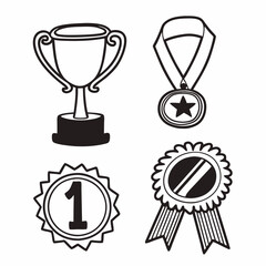 First Place Award Line Icons: Free Vector Set for Achievement and Recognition Design.