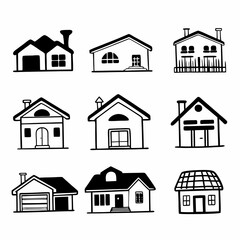 House Line Icons: Free Vector Set for Real Estate, Architecture, and Home Design Projects.