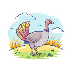 wild turkey in field icon, wild turkey in field vector illustration-simple illustration of wild turkey in field, perfect for wild turkey in field logos and themed design 