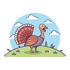 wild turkey in field icon, wild turkey in field vector illustration-simple illustration of wild turkey in field, perfect for wild turkey in field logos and themed design 