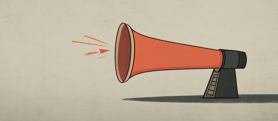 Cartoon illustration of a red megaphone with an outgoing arrow on a subtle grey backdrop, emphasizing communication and direct messaging concepts.