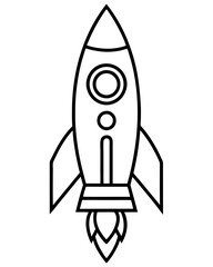 Rocket Line Icon Ship Coloring Page: Fun Space-Themed Activity for Kids.