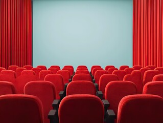 Fototapeta premium Exciting movie screening event cinema hall interior image cozy environment aesthetic viewpoint