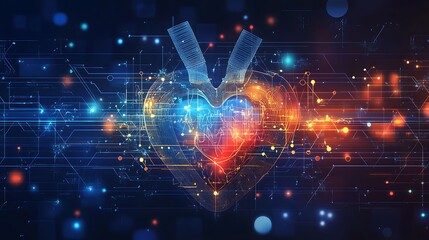 Obraz premium Heartbeat of innovation technology heart visualized in digital art