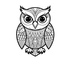 cartoon owl, cute owl drawing, owl coloring page, kids coloring pages