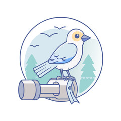 bird perched on binoculars icon, bird perched on binoculars vector illustration-simple illustration of bird perched on binoculars, perfect for bird perched on binoculars logos and themed design 