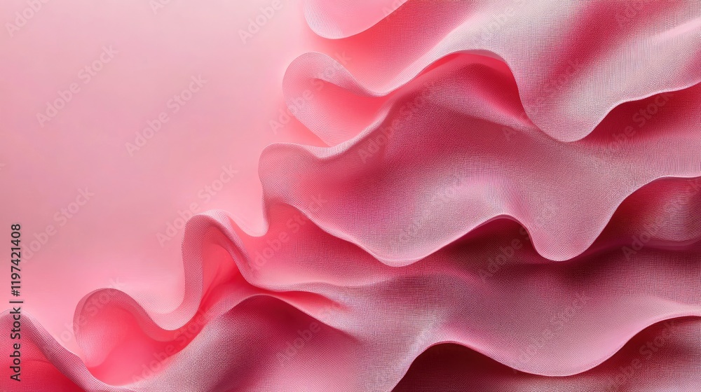 Poster soft pink wavy fabric texture background with smooth gradients and copy space for elegant text place