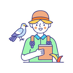 birdwatcher with notebook icon, birdwatcher with notebook vector illustration-simple illustration of birdwatcher with notebook, perfect for birdwatcher with notebook logos and themed design 