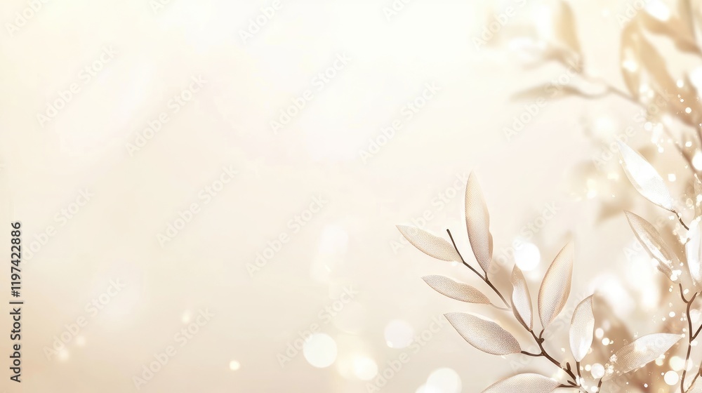 Aufkleber soft beige bokeh background with delicate leaf accents for elegant celebrations featuring subtle lig