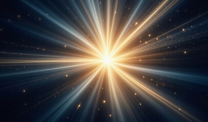 Abstract background. Golden background. Golden light, sun rays, gold flare. Light flashes. Golden shining light effect. Bright sun sparkles with stars and sparkles.