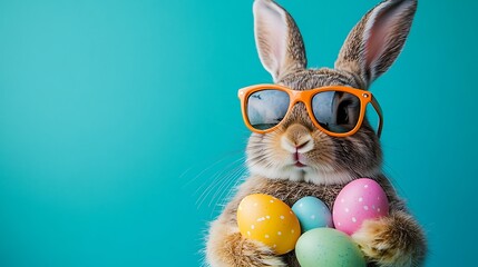 Easter bunny celebration colorful eggs studio fun environment close-up