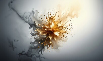 Obraz premium Gold art background with shiny elements. Abstract fluid art painting. Gold colors. Gold waves and golden swirls. Gold paint. Art painting. Gold splash.
