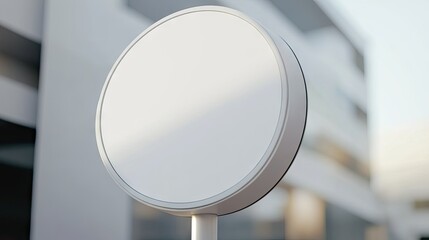 A close-up of a round signboard mockup with a pristine white background, ready for branding
