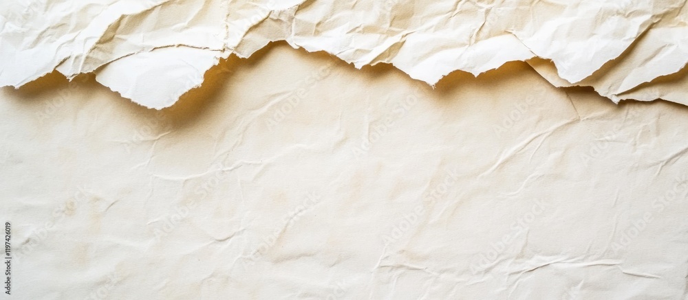 Poster textured beige background with torn paper edges creating an abstract design ideal for copy space use