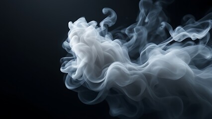 White smoke and mist overlay on black background, white dense smoke, cloud white