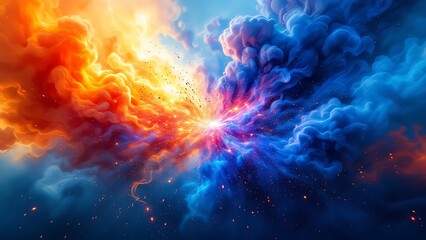 Fototapeta premium Versus background design in abstract style. banner Announcement of two fighters. Blue cold VS red fire. Competition vs match game, martial battle vs sport. image illustration.