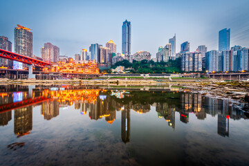 Naklejka premium Chongqing, China cityscape on the Yangtze River