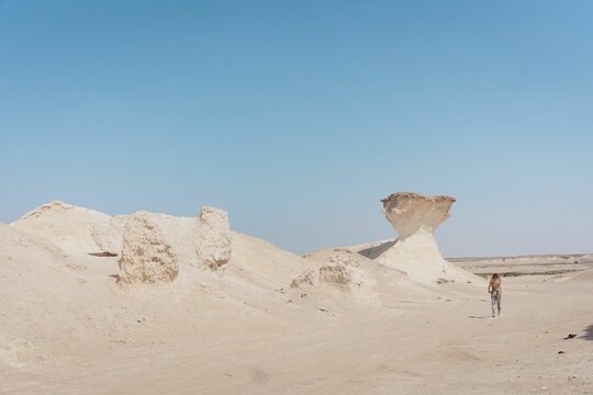 Scenic view of Zekreet desert, Qatar under the blue sky