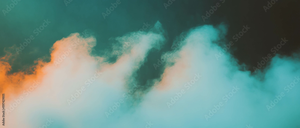 Poster mysterious double exposure texture combining smoke with cosmic nebula elements