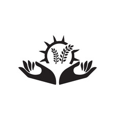 Agriculture icon | Hand and leaves  icon download