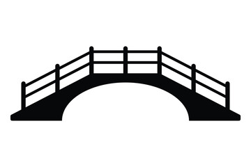 Bridge vector icon. Perfect for architecture, construction, or landscape illustrations. Black silhouette isolated on white background.