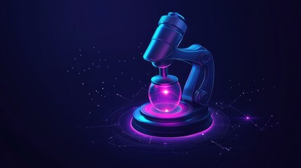 Microscope Futuristic Neon Glow Science Technology