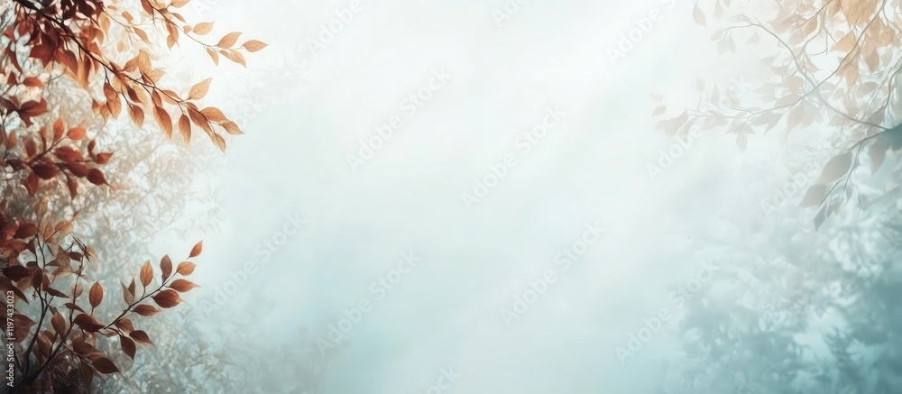 Aufkleber soft focus background with foliage in autumn colors and copy space for text placement
