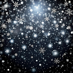 Fototapeta premium Falling Snowflakes Winter Background Sparkling Night Sky Design Festive Elegant Holiday Magic 