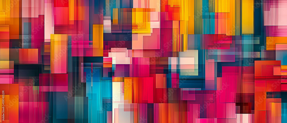 Fototapete exploration of colorful glitch art patterns creating vibrant digital distortions