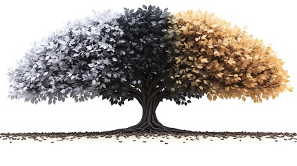 Obraz premium A tree displays the four seasons of the year