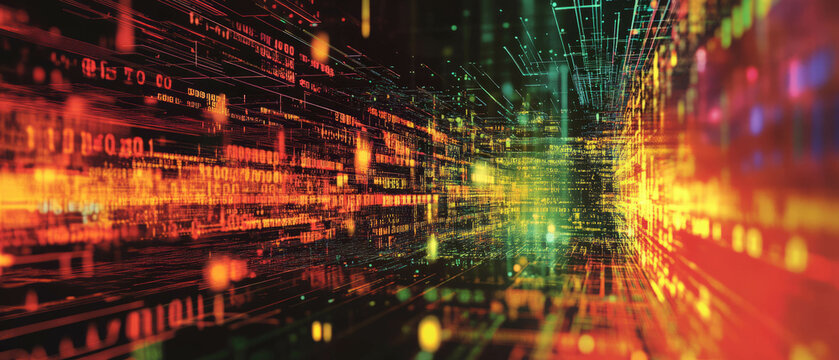 Glitch effect creating digital decay with distorted data in vibrant colors