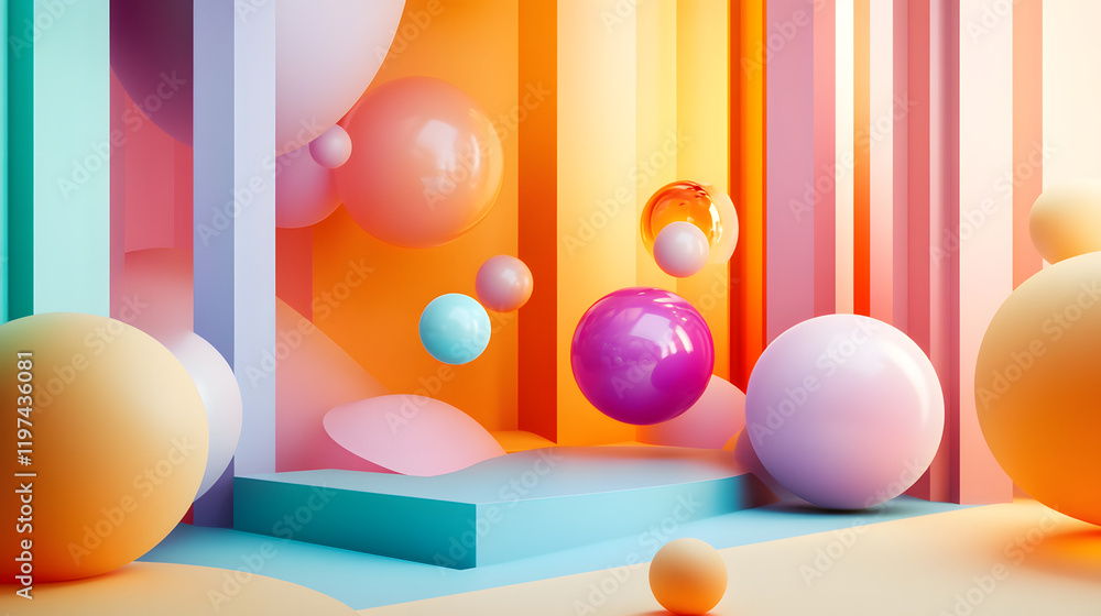 Poster a mesmerizing 3d abstract multicolor visualization with fluid curves, holographic gradients, and dyn