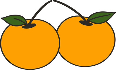 Vector Illustration of Two Oranges with Leaves