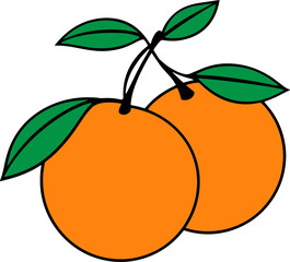 Vector Illustration of Two Oranges with Leaves