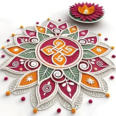 Rangoli design symbol made of flowers abstract celebration  cultures  tradition constructed beautiful transparent background 