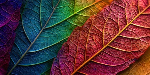 Leaf with a rainbow of colors