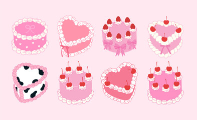 Cute girlish cakes flat style