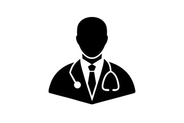 doctor with stethoscope Silhouette vector, doctor with stethoscope icon