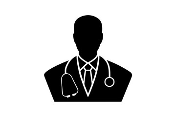 doctor with stethoscope Silhouette vector, doctor with stethoscope icon