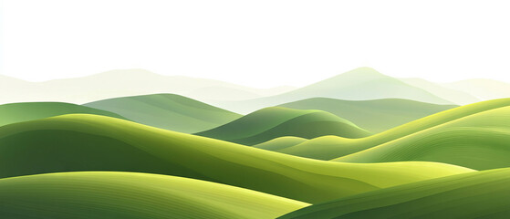 Obraz premium Rolling green hills create a peaceful and serene landscape in gentle undulations