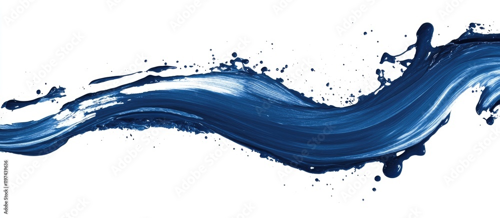 Aufkleber blue paint stroke with splashes on white background providing ample copy space for text placement