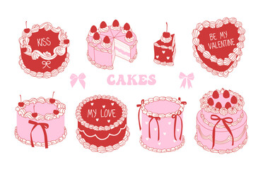 Cute coquette aesthetic cakes set
