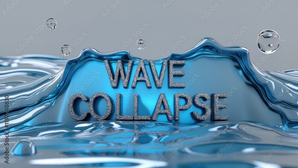 Poster a visually striking representation of water waves with the text 