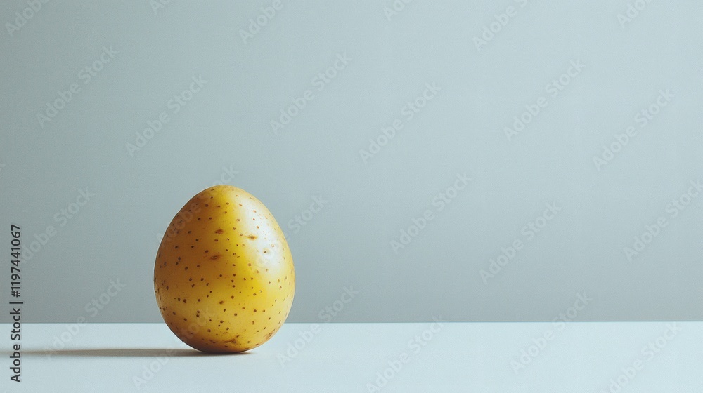 Aufkleber isolated of a single potato placed on a white background highlighting its smooth surface and earthy 