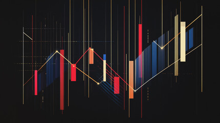 Obraz premium Abstract black background with Colorful charts and graphs with statistics to innovative analyze business potential and forecast future development of companies growth. Category Business 