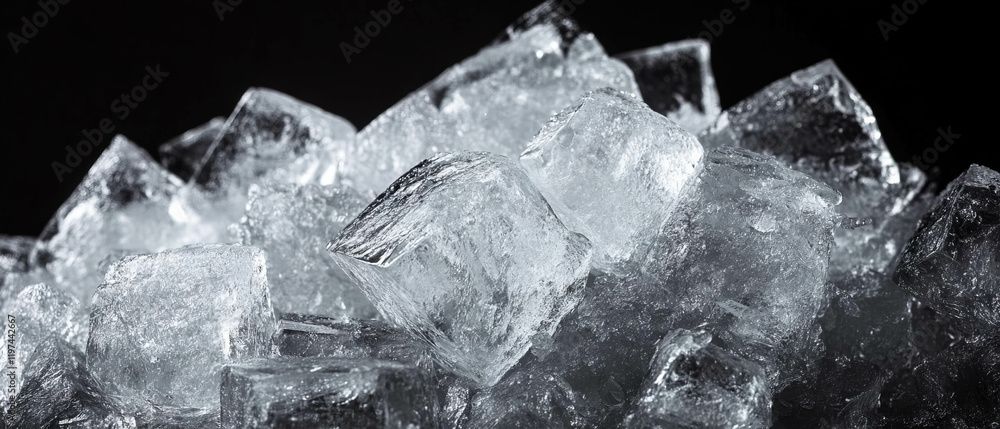 Poster delicate ice crystals create intricate frozen patterns against a dark backdrop