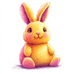 Cute yellow rabbit sitting on the ground in a natural setting