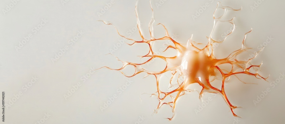 Poster detailed brain model showcasing neural pathways in soft beige and orange colors against a clean whit
