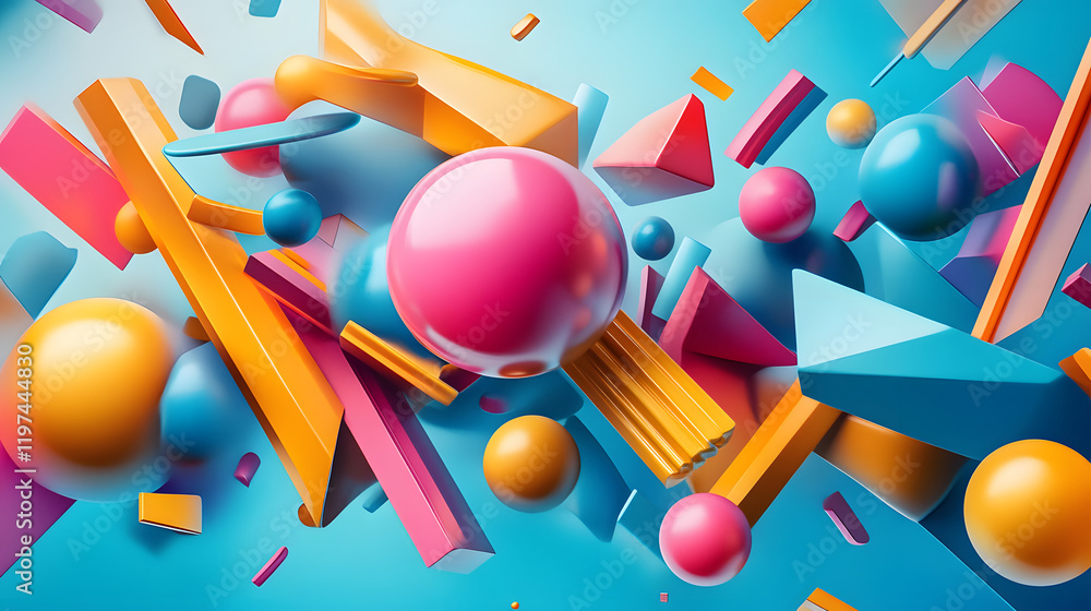 Poster a mesmerizing 3d abstract multicolor visualization with fluid curves, holographic gradients, and dyn