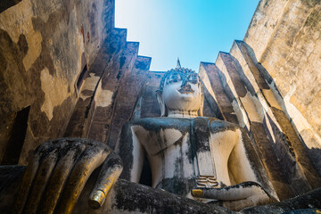 Giant Statue of A Seated Buddha With Tapered Fingers Covered With Gold.Finger of Phra Ajana at Wat...